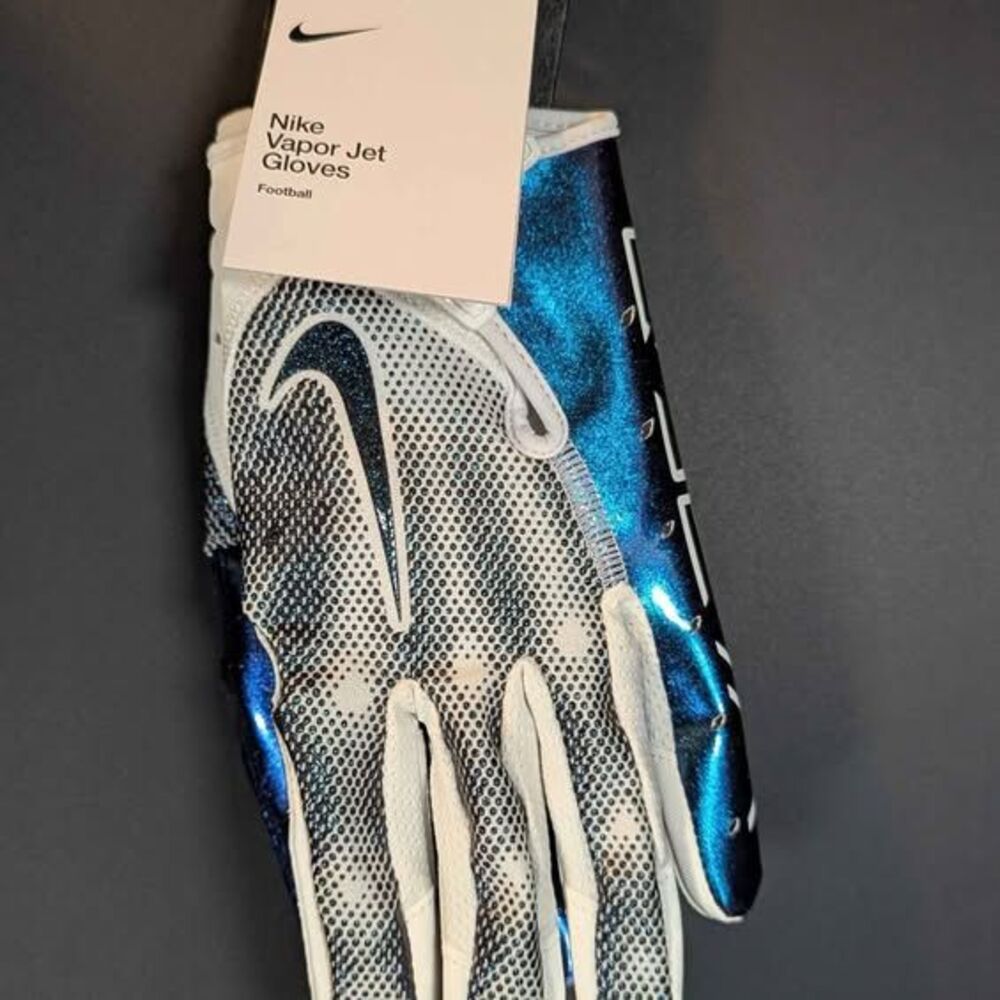 Nike Vapor Jet Football Gloves White Iridescent Men’s Large NEW Receiver Grip